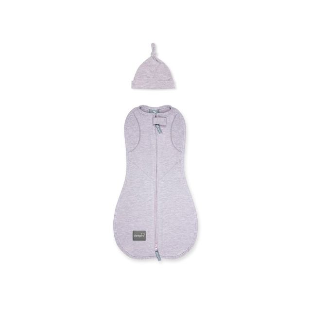 Saculet Swaddle infasat Bebe Bumbac + Caciulita -  Second Step Roz 0.2 Tog Sleepee