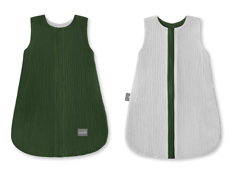 Sac de dormit Muselina/Bumbac cu 2 fete 1 TOG - 0-4 luni -Green/Gri S Sleepee