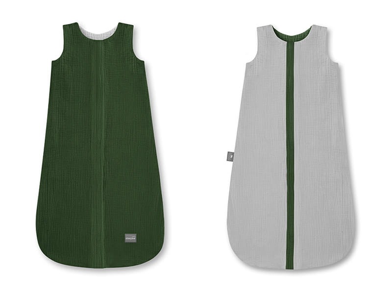 Sac de dormit Muselina/Bumbac cu 2 fete 1 TOG - 0.4 -2 M ani Verde/Gri Sleepee