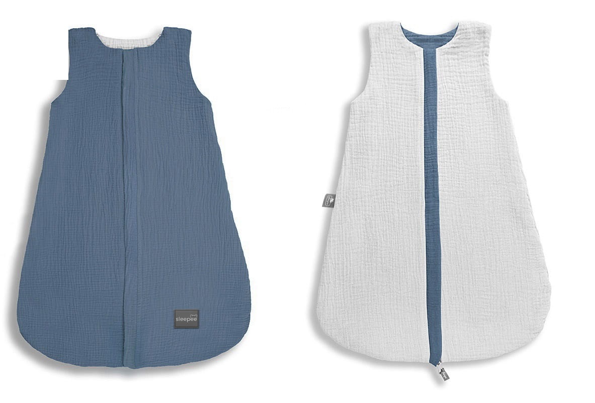 Sac de dormit Muselina/Bumbac cu 2 fete 1 TOG - 0-4 luni - Petrol S Sleepee
