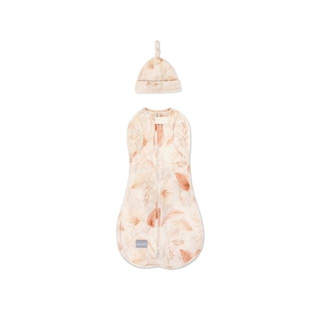 Saculet Swaddle infasat Bebe Bumbac + Caciulita -  Second Step Boho Sand 0.2 Tog Sleepee