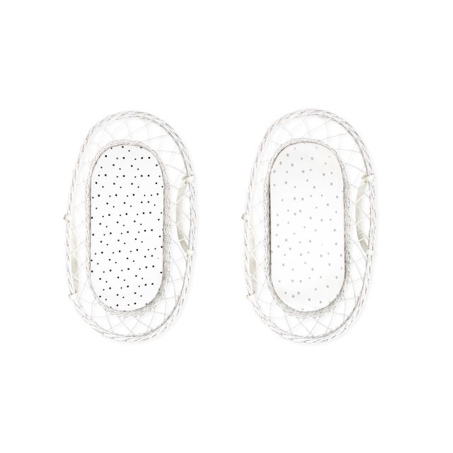 Set 2 cearsaf cu elastic pentru landou/ cosulet bebe Bumbac - Dots Sleepee