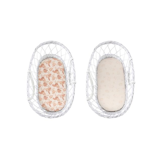 Set 2 cearsaf cu elastic pentru landou/ cosulet bebe Bumbac - Animale de Epoca Sleepee